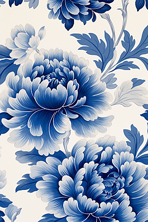 青花瓷纹样花卉中国传统底纹