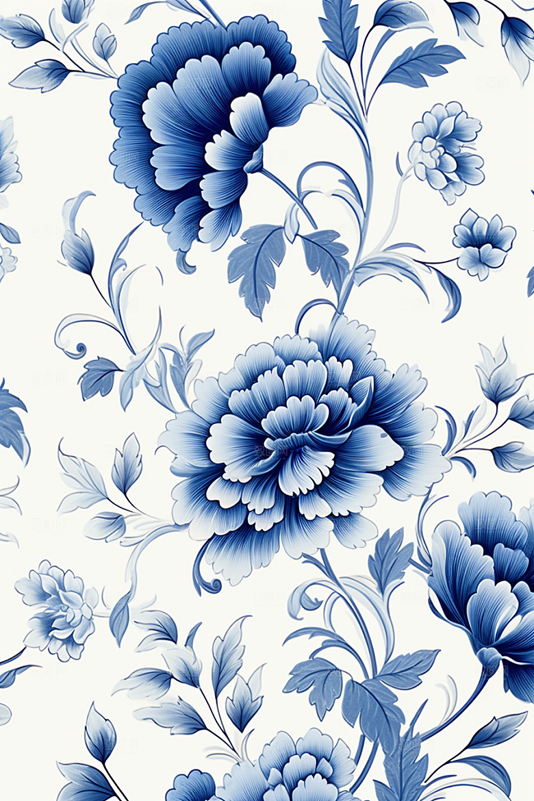 青花瓷纹样艺术国画底纹