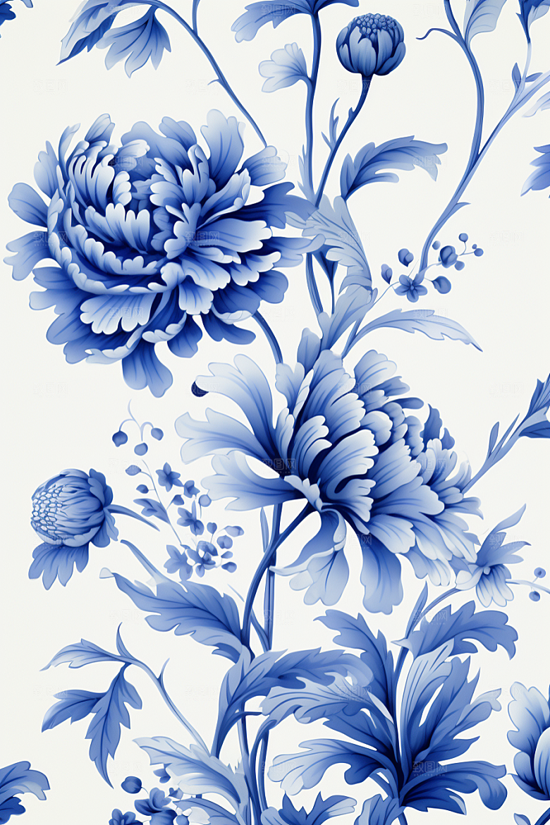 青花瓷纹样唯美高清底纹