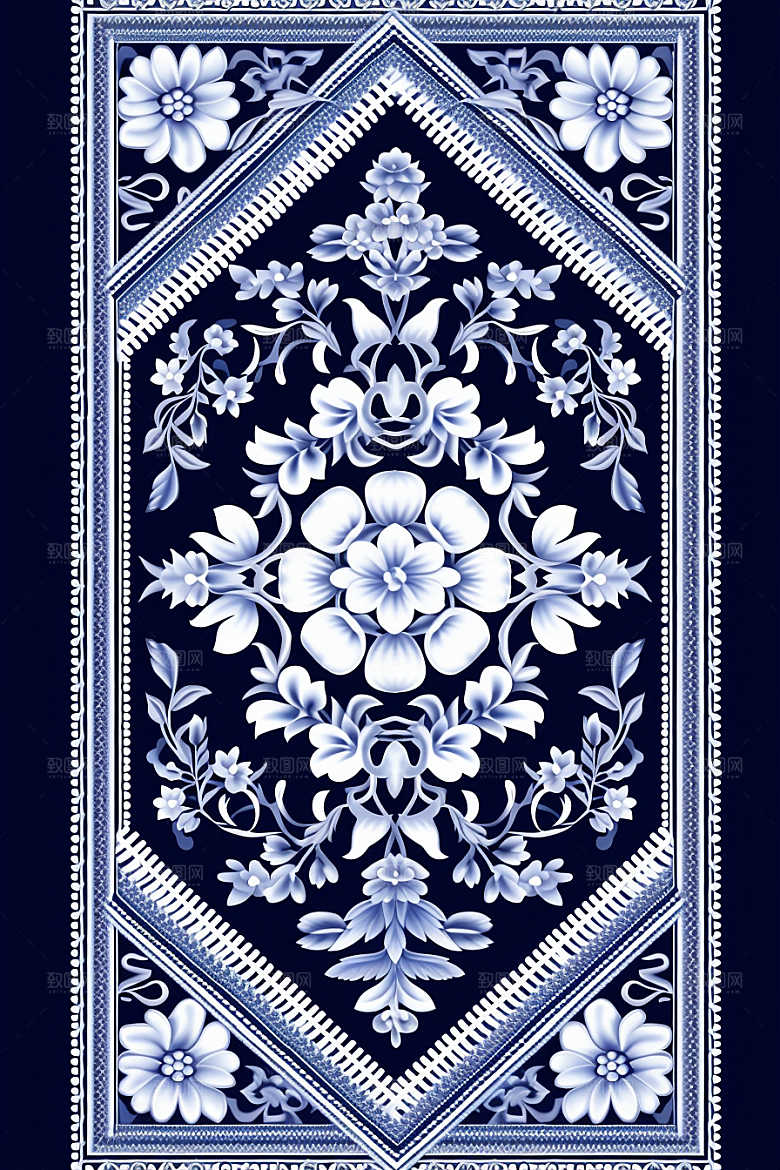 青花瓷纹样高清国画底纹