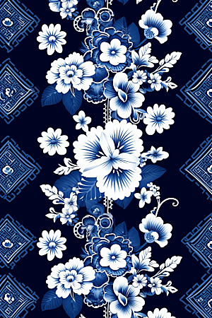 青花瓷纹样艺术花卉底纹