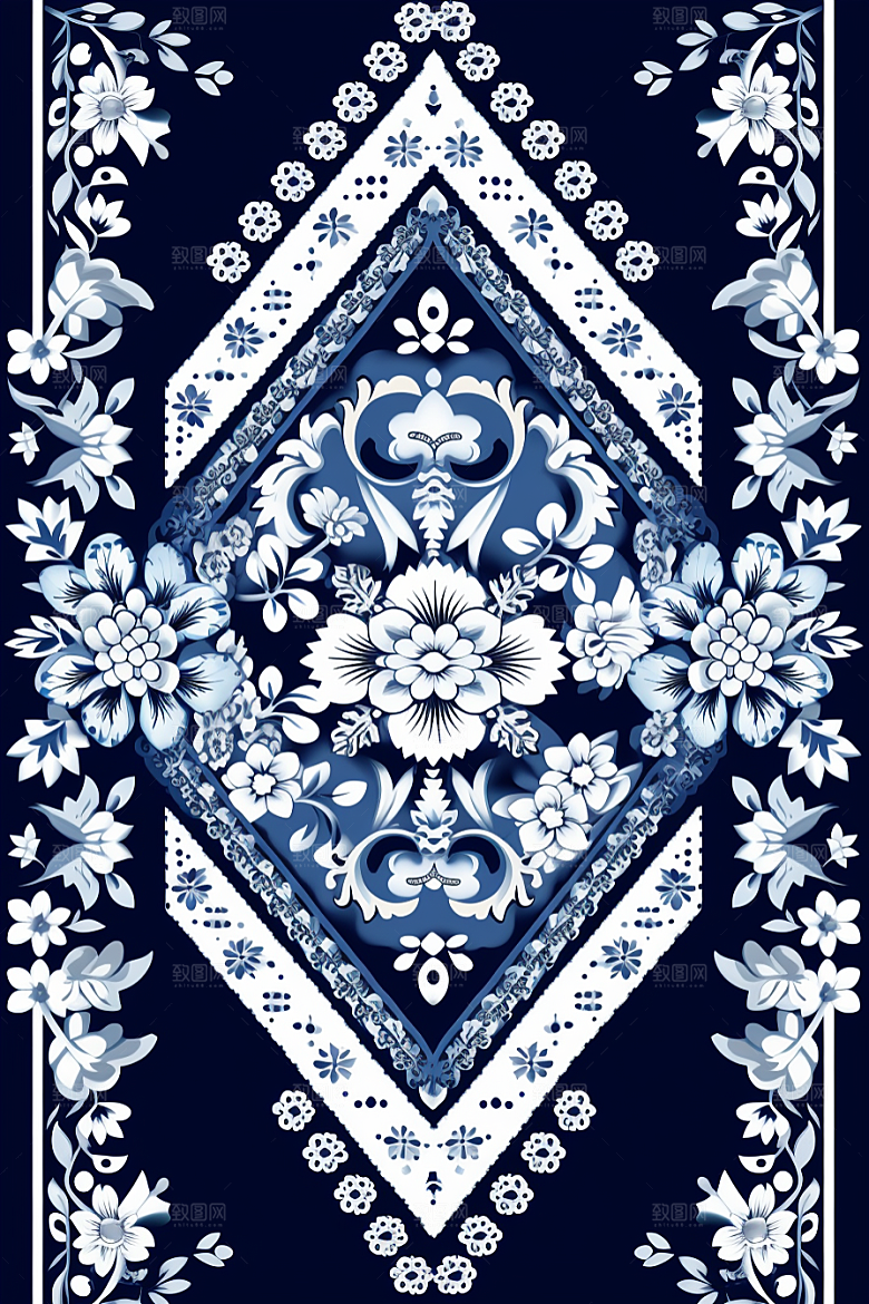 青花瓷纹样国画艺术底纹
