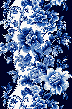 青花瓷纹样中式艺术底纹
