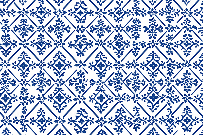 青花瓷纹样工笔画中国风底纹