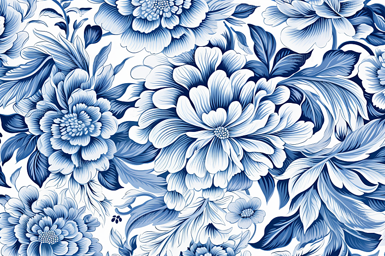 青花瓷纹样艺术国画底纹