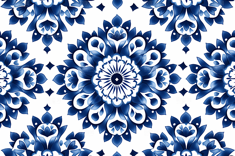 青花瓷纹样国画唯美底纹
