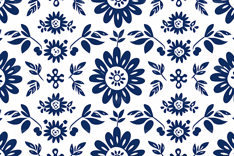 青花瓷纹样中式国画底纹