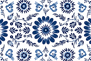 青花瓷纹样中国传统蓝色底纹