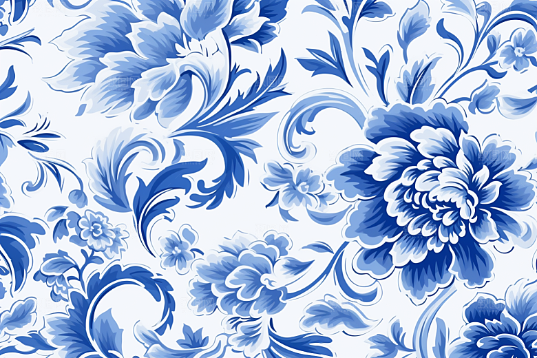 青花瓷纹样国画唯美底纹