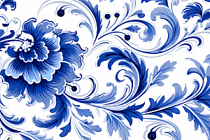 青花瓷纹样中国传统花卉底纹