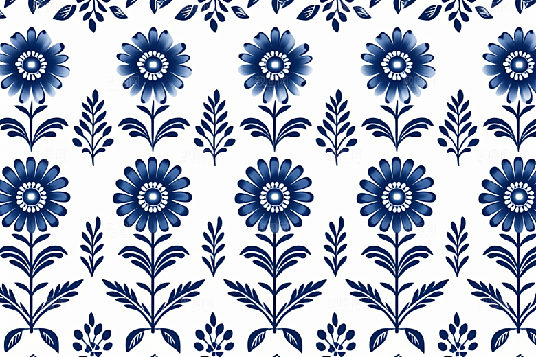 青花瓷纹样唯美工笔画底纹