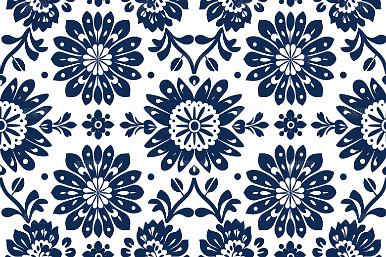 青花瓷纹样艺术国画底纹