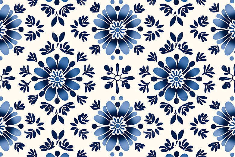 青花瓷纹样花卉高清底纹