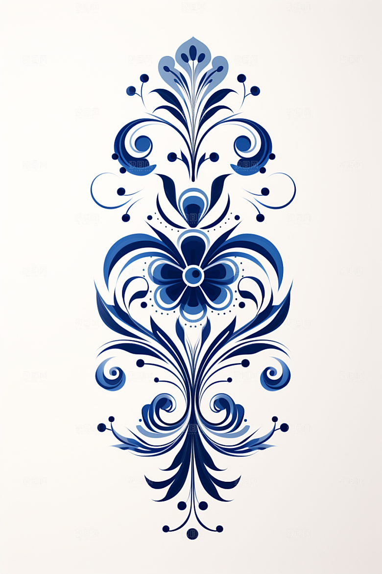 青花瓷纹样国画唯美底纹