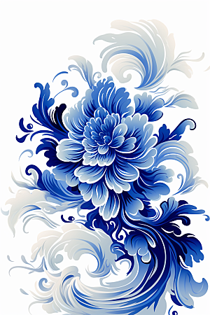 青花瓷纹样中国风国画底纹