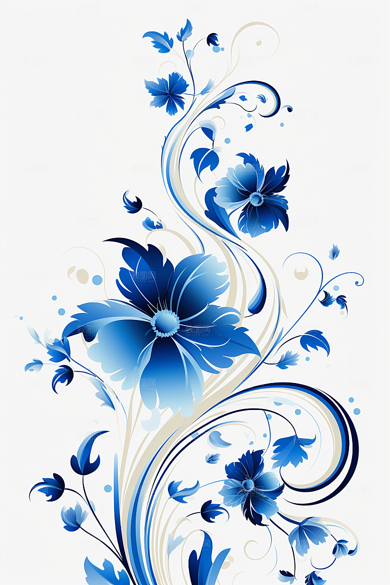 青花瓷纹样唯美国画底纹