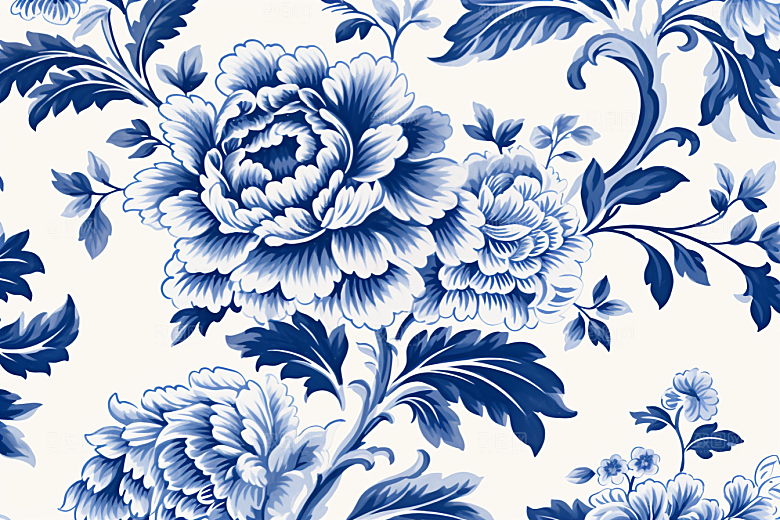 青花瓷纹样艺术国画底纹