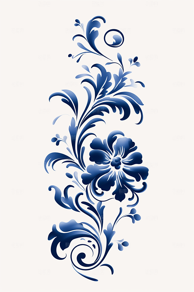 青花瓷纹样中式国画底纹