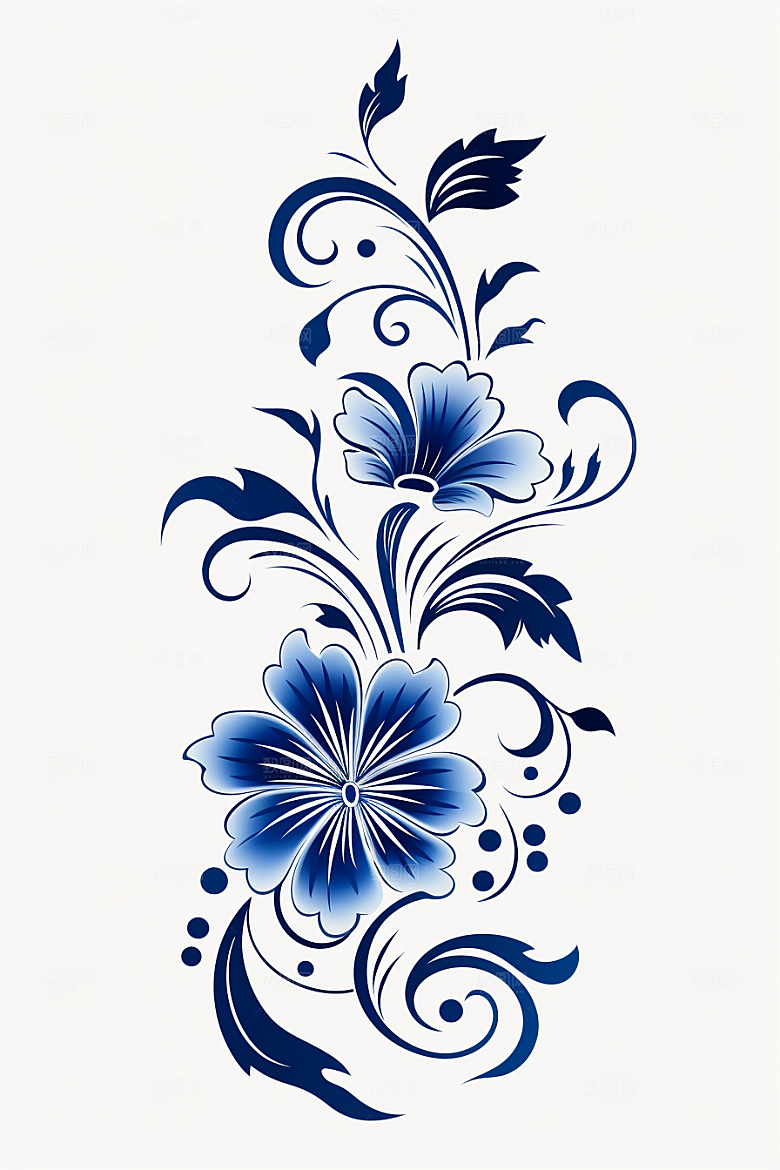 青花瓷纹样艺术国画底纹