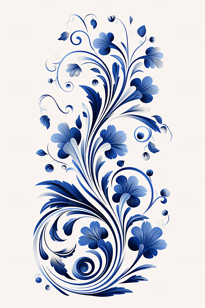 青花瓷纹样工笔画艺术底纹