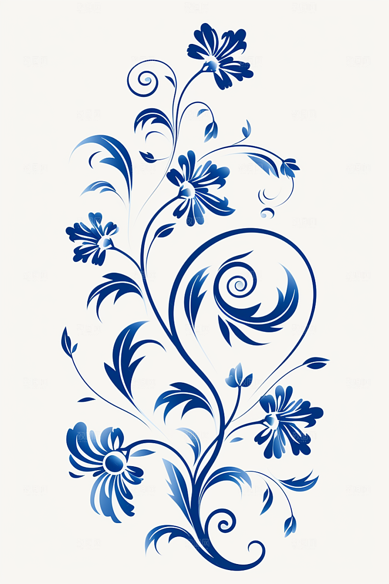 青花瓷纹样艺术国画底纹