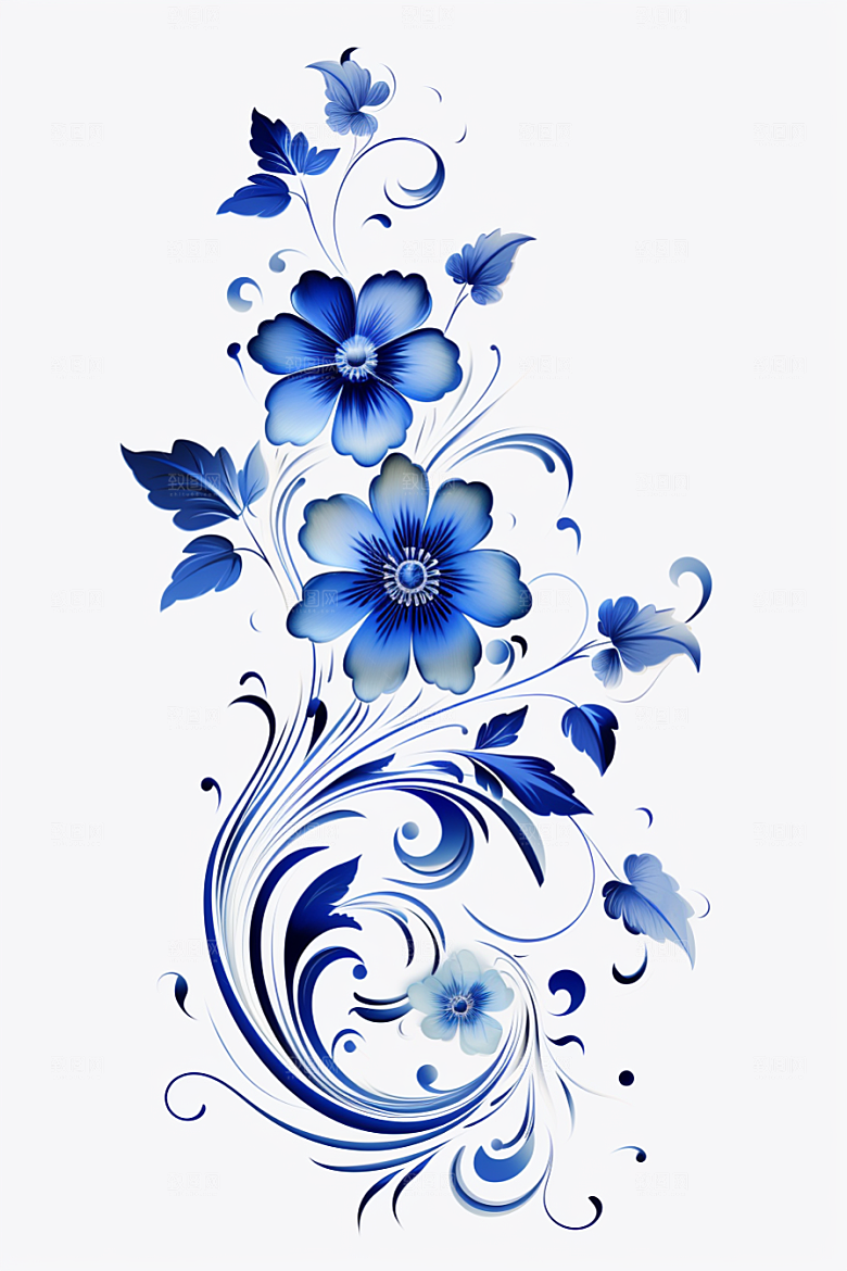 青花瓷纹样中式国画底纹