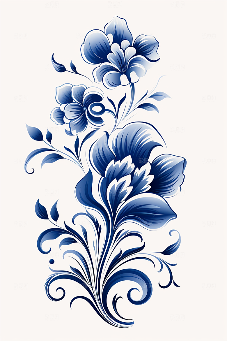 青花瓷纹样工笔画艺术底纹