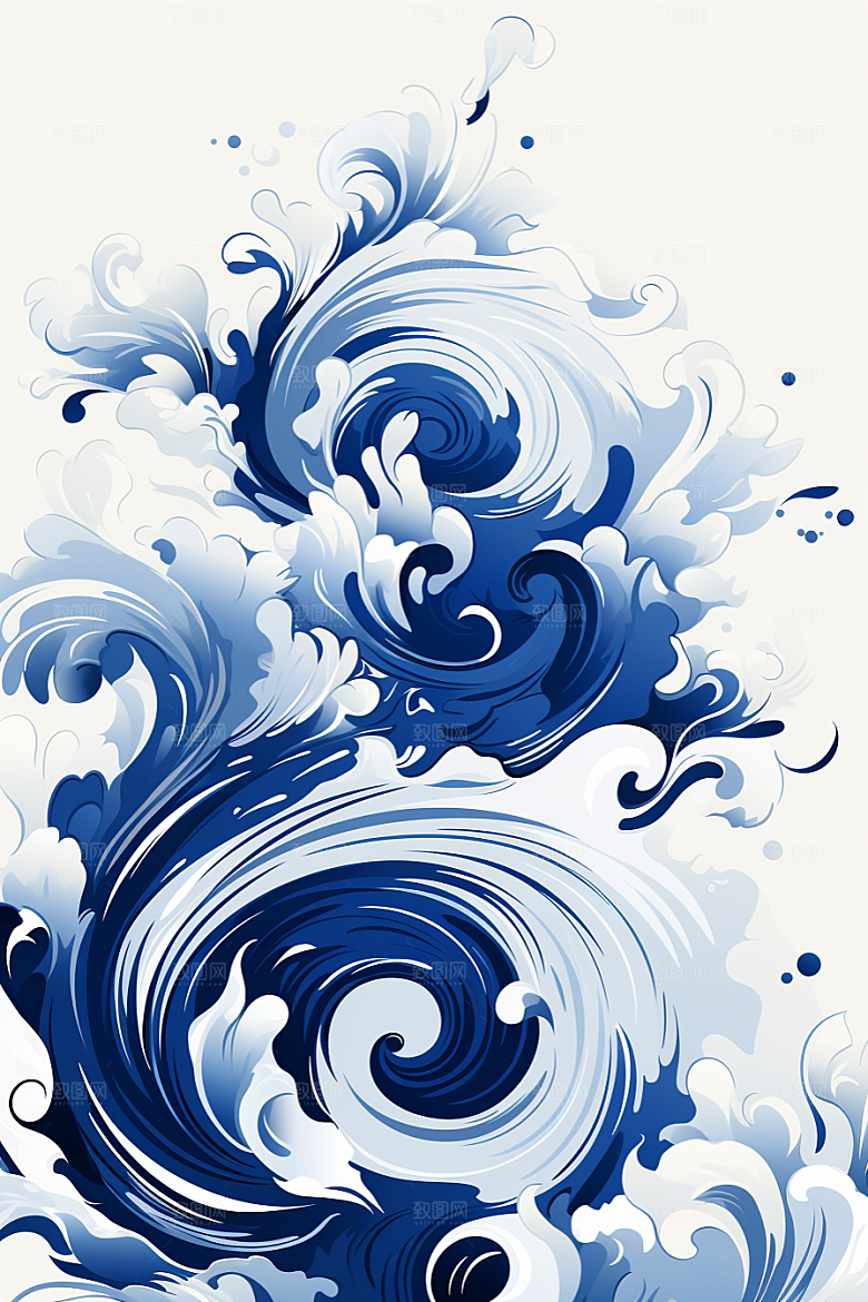 青花瓷纹样国画唯美底纹