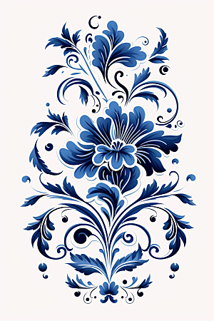 青花瓷纹样中国传统国画底纹