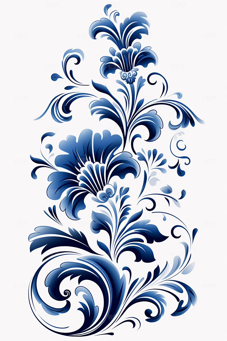 青花瓷纹样国画中国风底纹