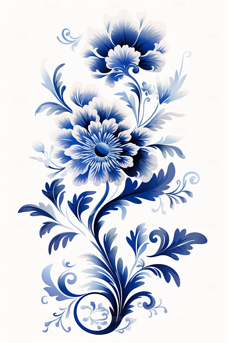 青花瓷纹样国画艺术底纹