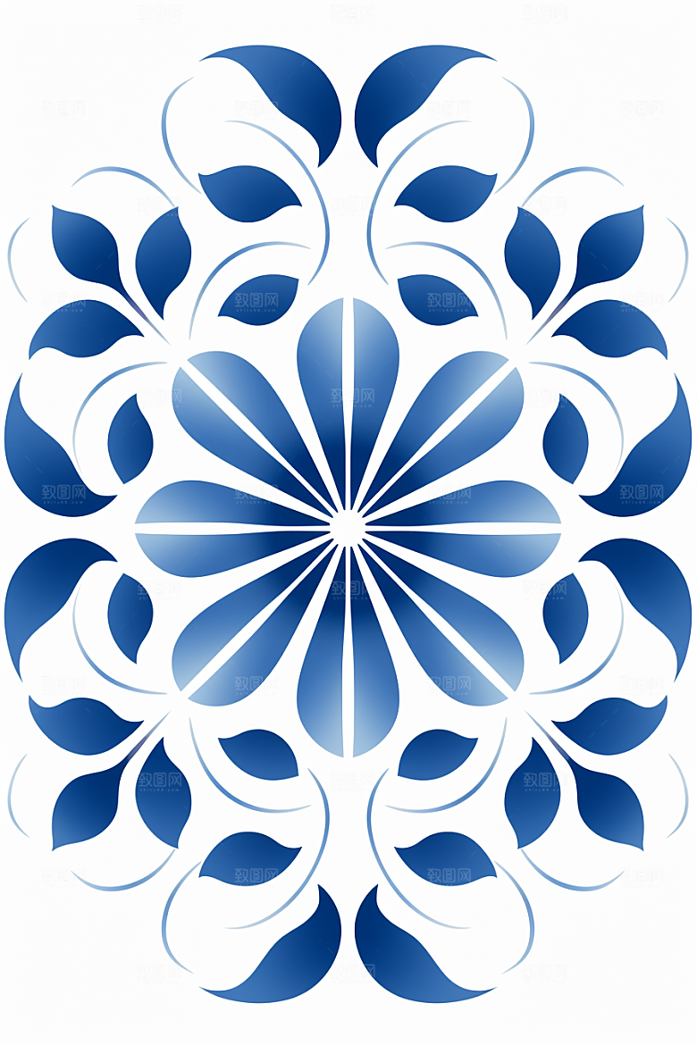 青花瓷纹样国画花卉底纹