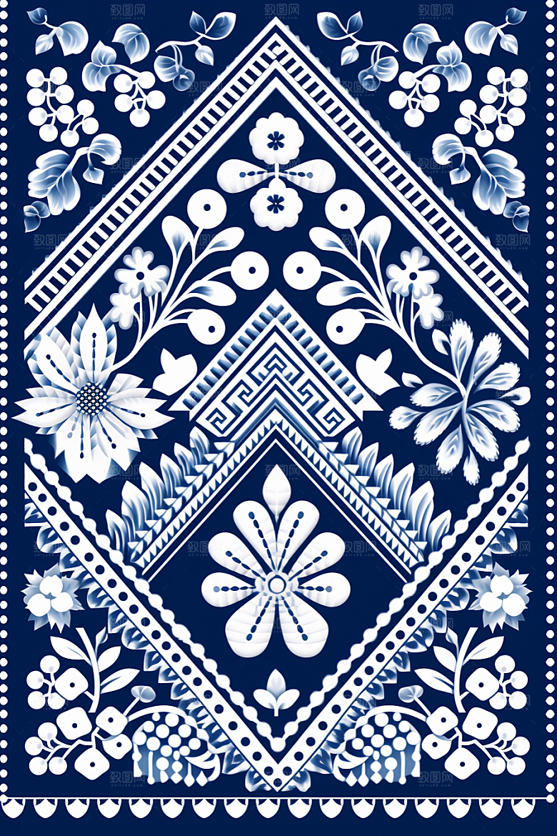 青花瓷纹样国画艺术底纹