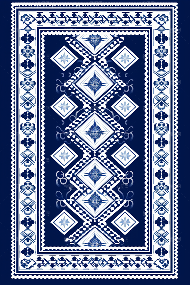 青花瓷纹样唯美国画底纹