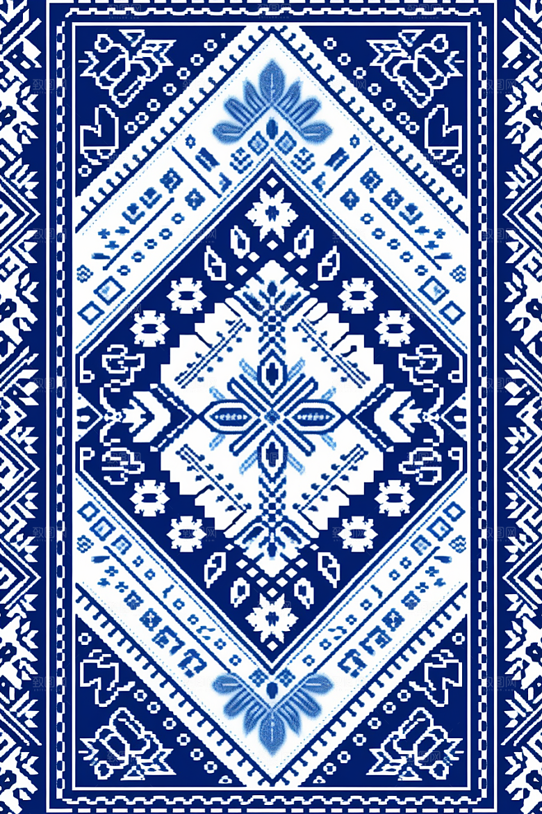 青花瓷纹样国画花卉底纹