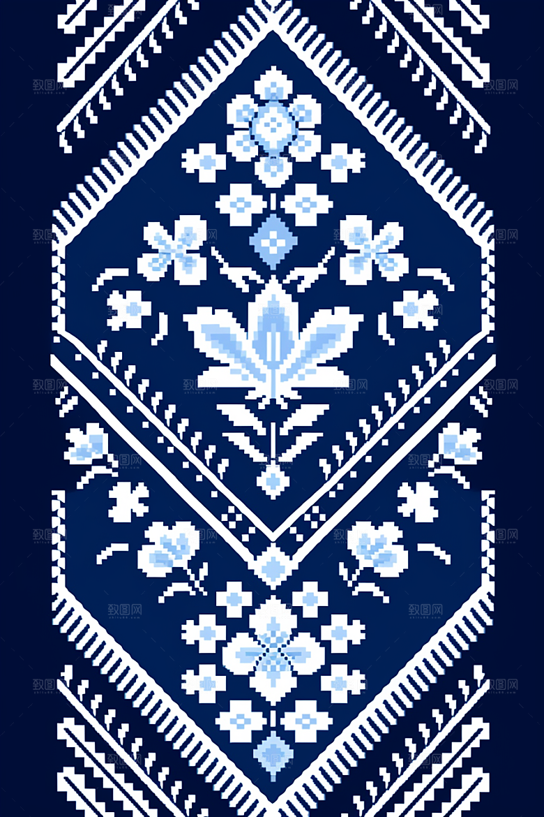 青花瓷纹样高清国画底纹