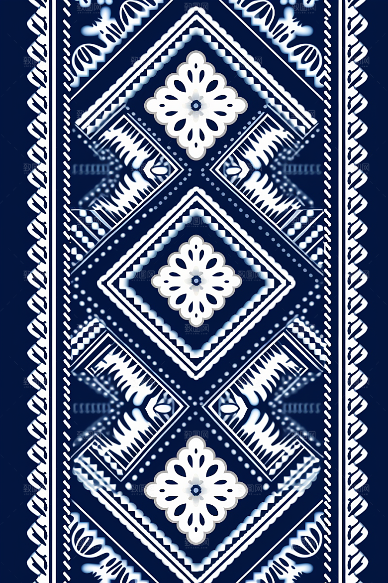 青花瓷纹样唯美国画底纹