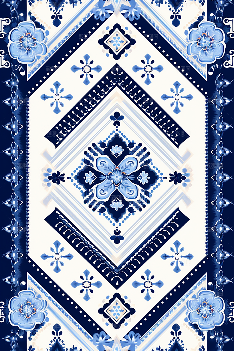 青花瓷纹样国画唯美底纹