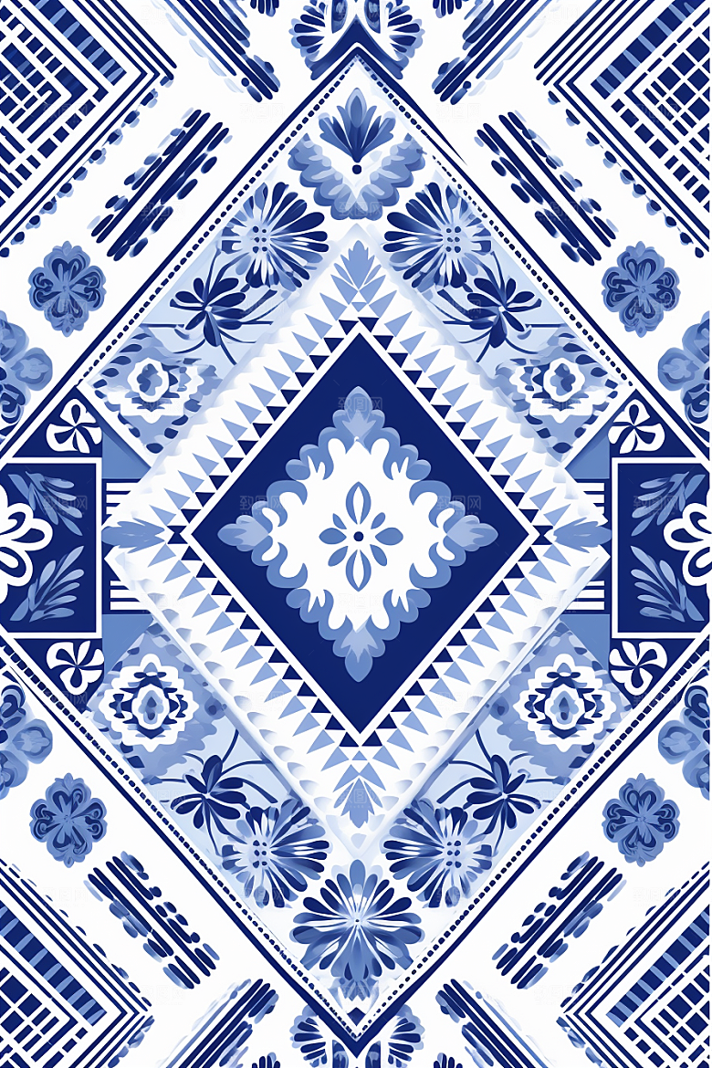 青花瓷纹样国画艺术底纹