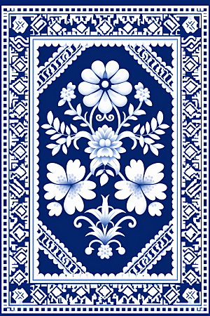 青花瓷纹样艺术国画底纹