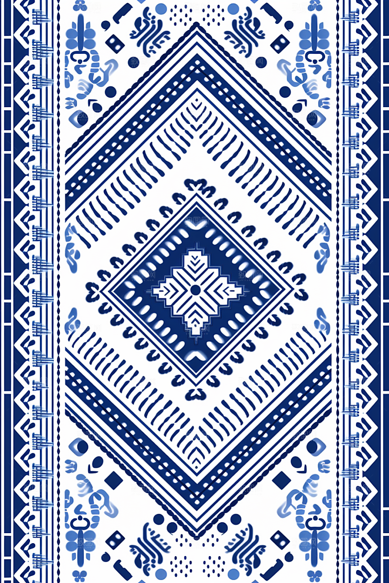青花瓷纹样国画中式底纹