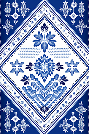 青花瓷纹样艺术工笔画底纹
