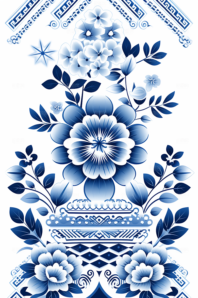 青花瓷纹样高清中国风底纹