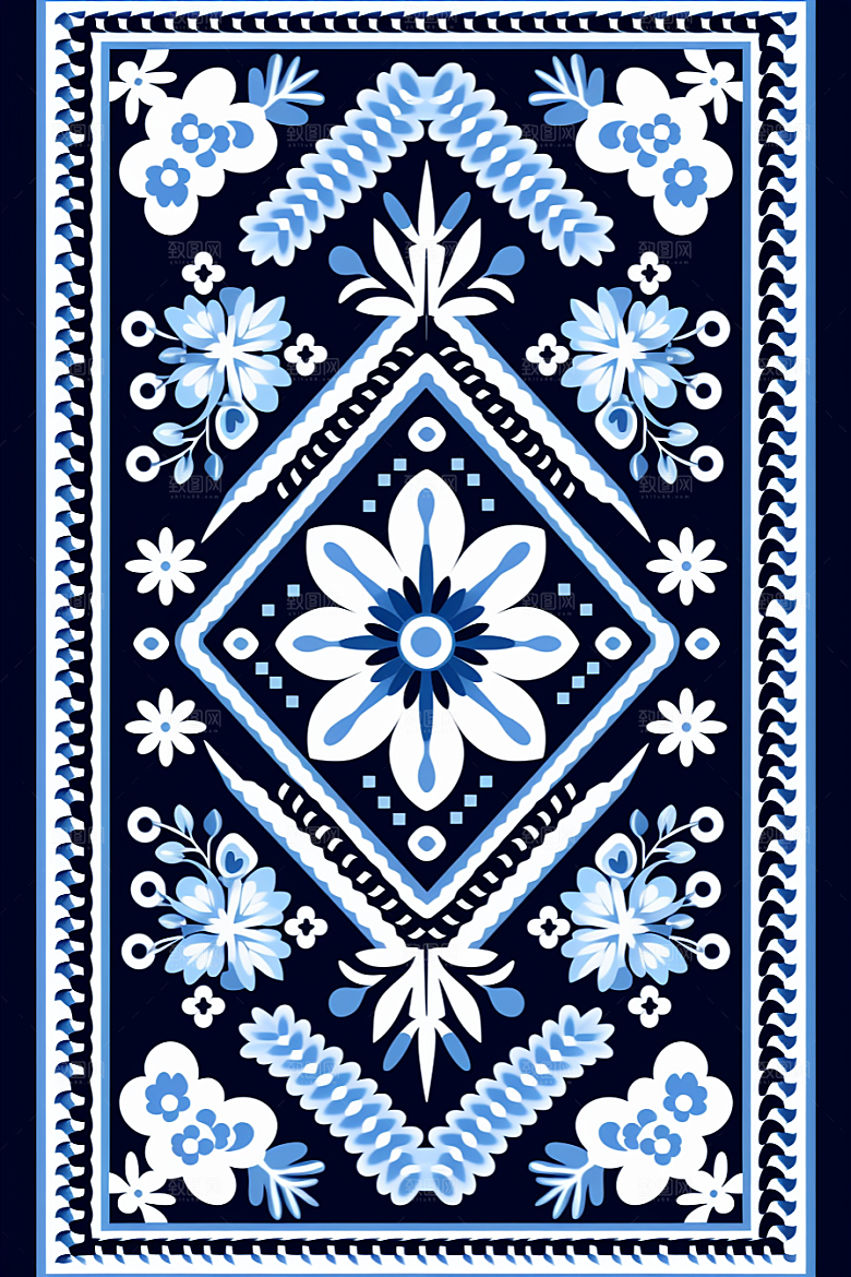 青花瓷纹样中国风国画底纹