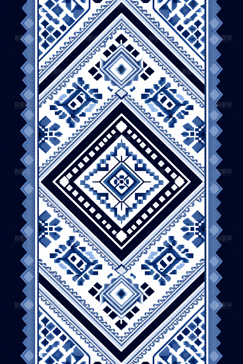 青花瓷纹样中国风工笔画底纹