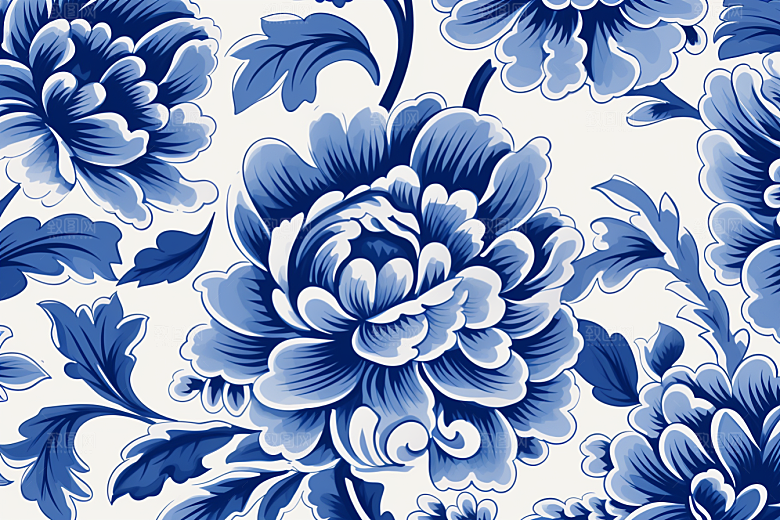 青花瓷纹样艺术国画底纹