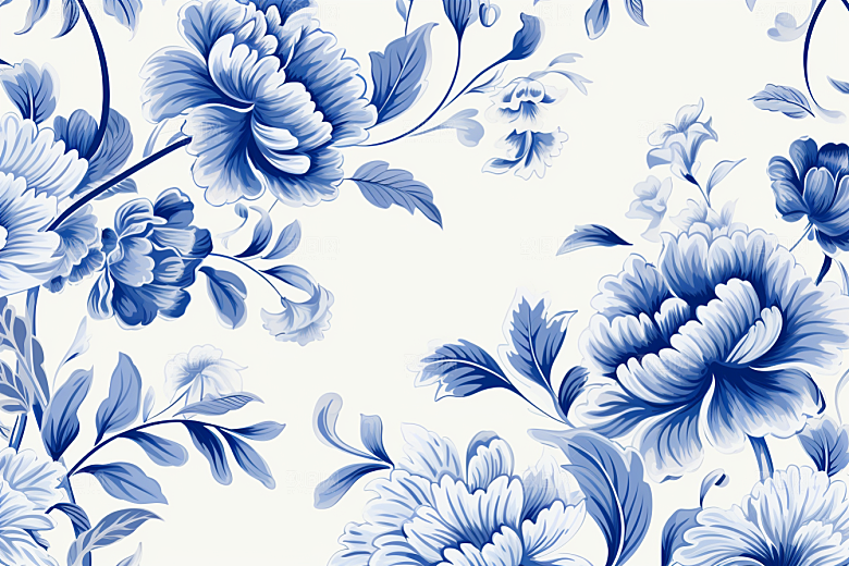 青花瓷纹样唯美国画底纹