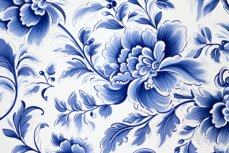 青花瓷纹样艺术中国风底纹