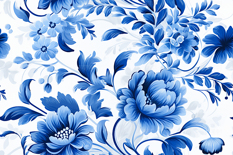 青花瓷纹样国画唯美底纹
