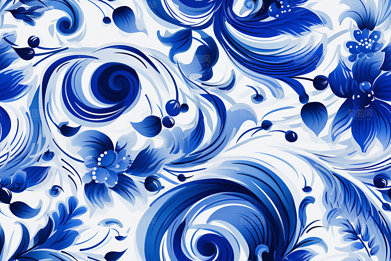 青花瓷纹样国画艺术底纹